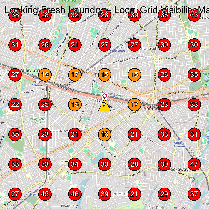 Looking Fresh Laundry GeoGrid visibility map for Tailor in Lynbrook